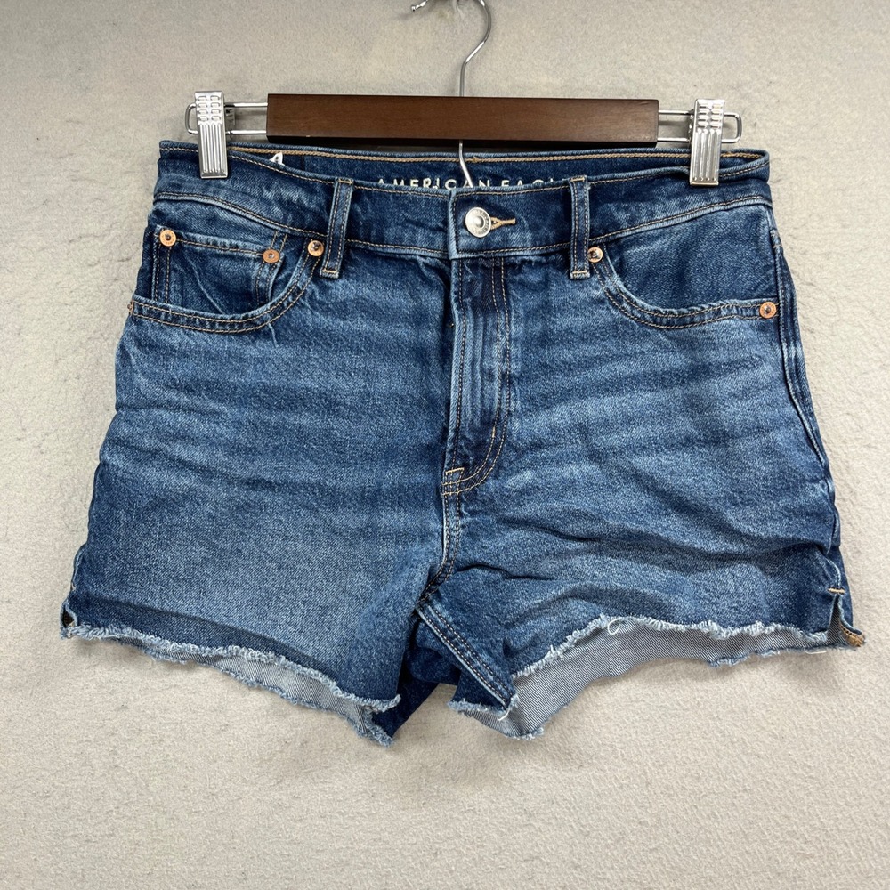 American Eagle Denim Shorts Womens 2 Blue Relaxed Raw Hem 5 Pocket Cutoff Summer